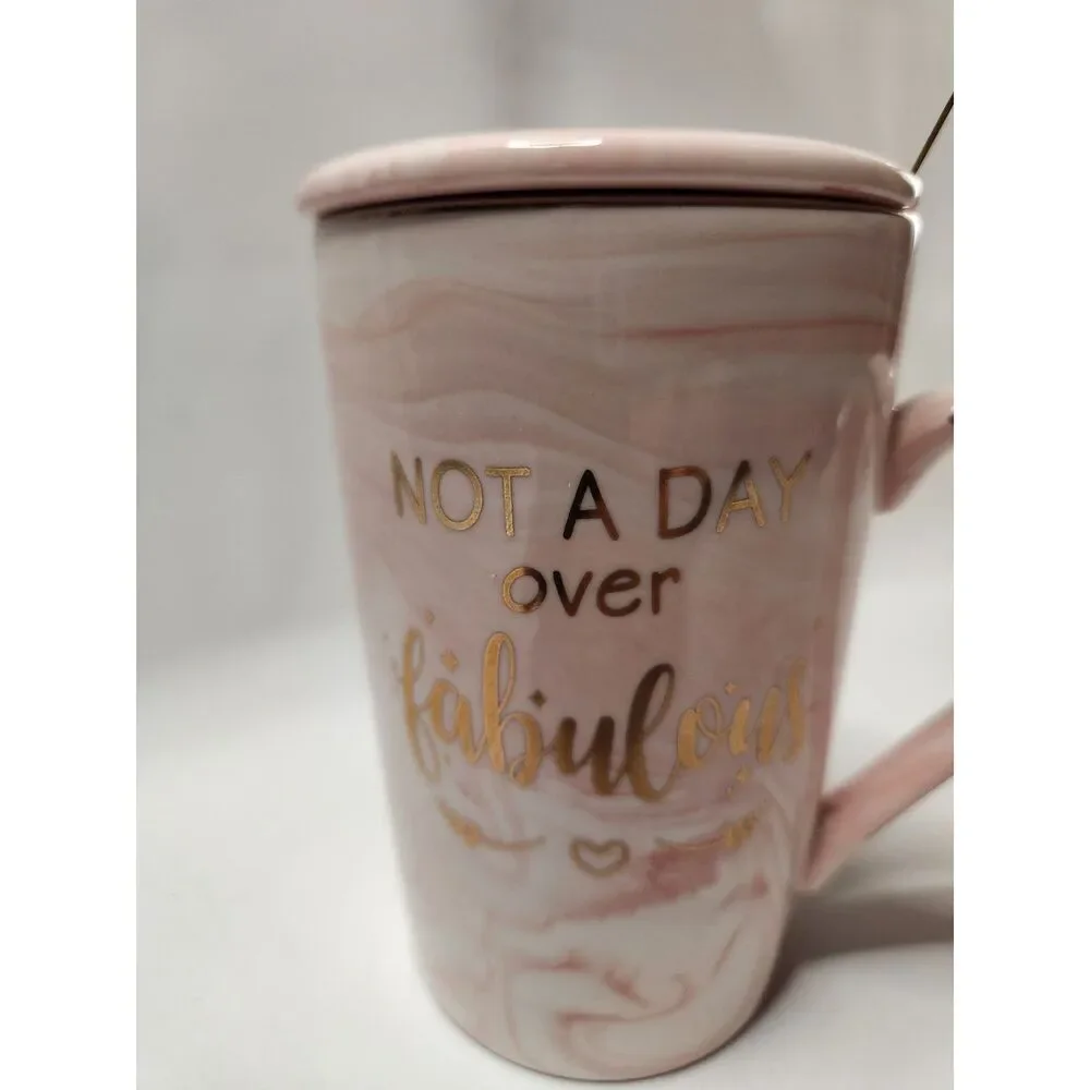 Not a day over fabulous Mug with Lid + Spoon